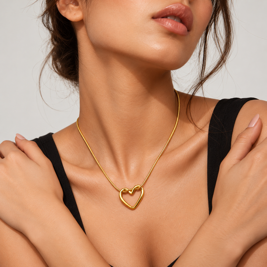 Eternal Love 18K Gold-Plated Open Heart Pendant Necklace