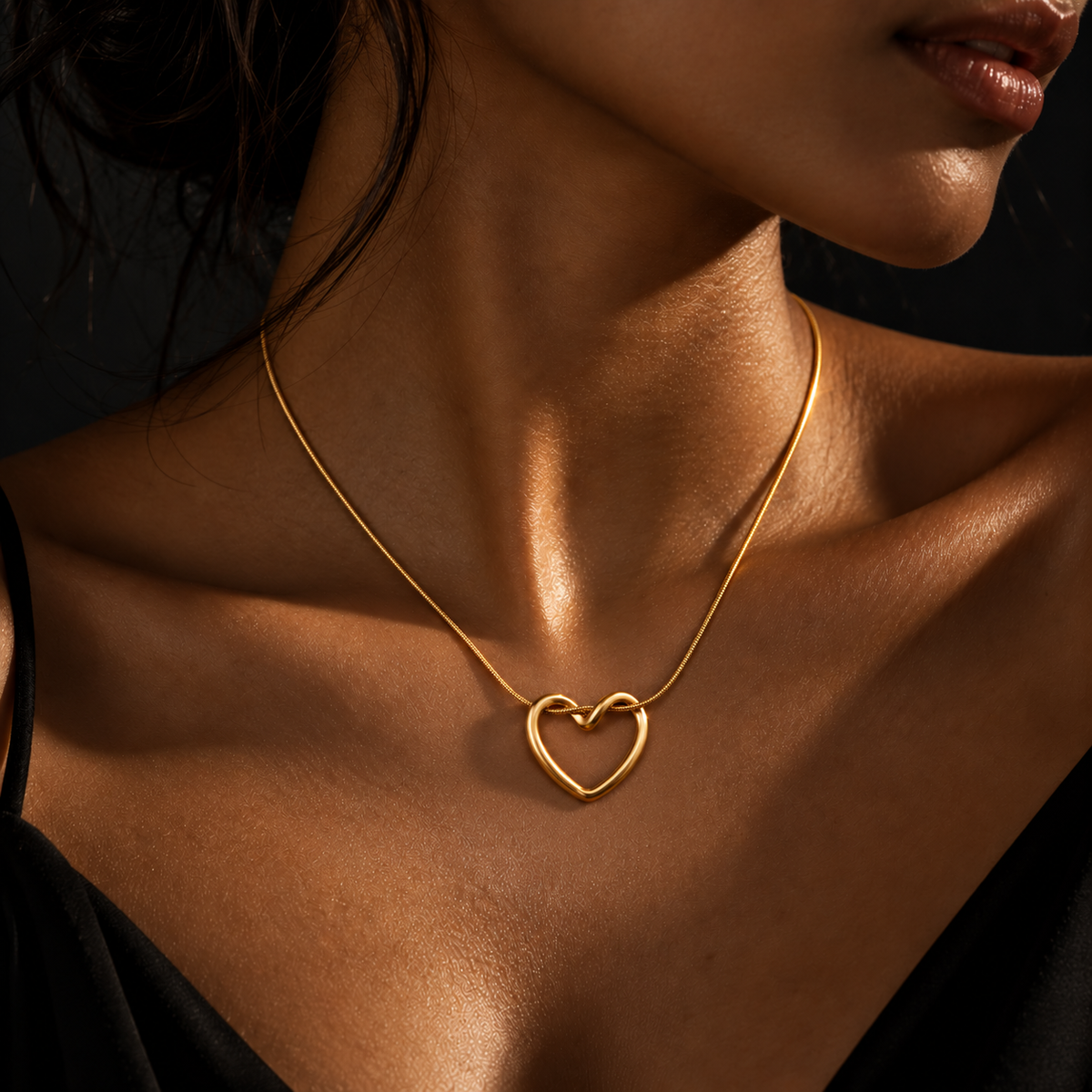 Eternal Love 18K Gold-Plated Open Heart Pendant Necklace