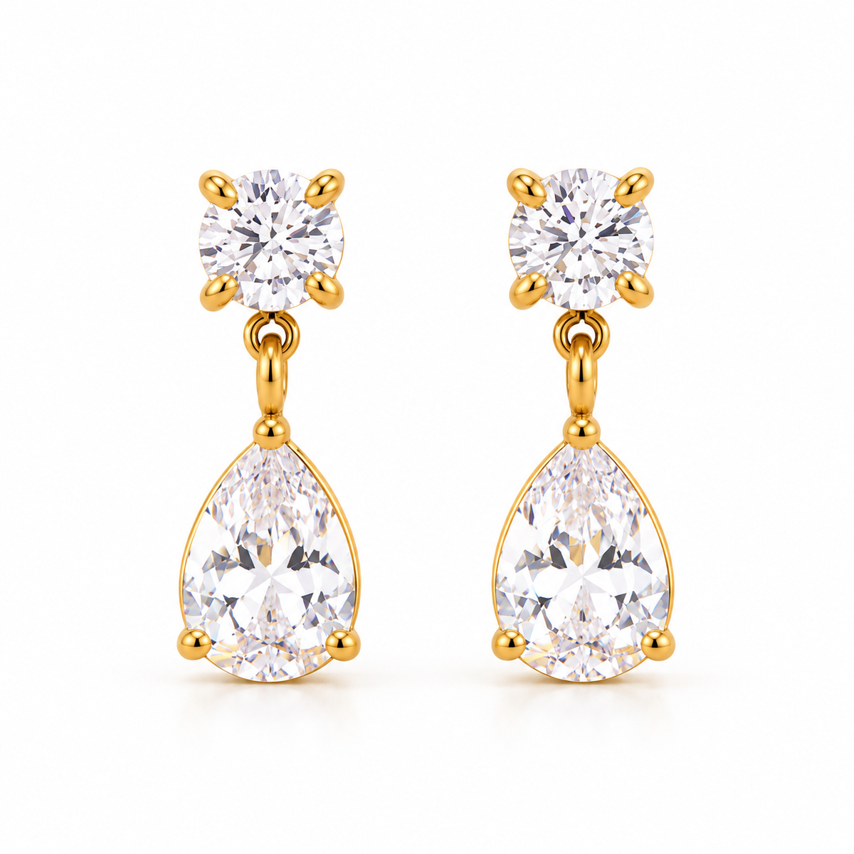 American CZ Teardrop Drop Earrings – 18K Gold Plated