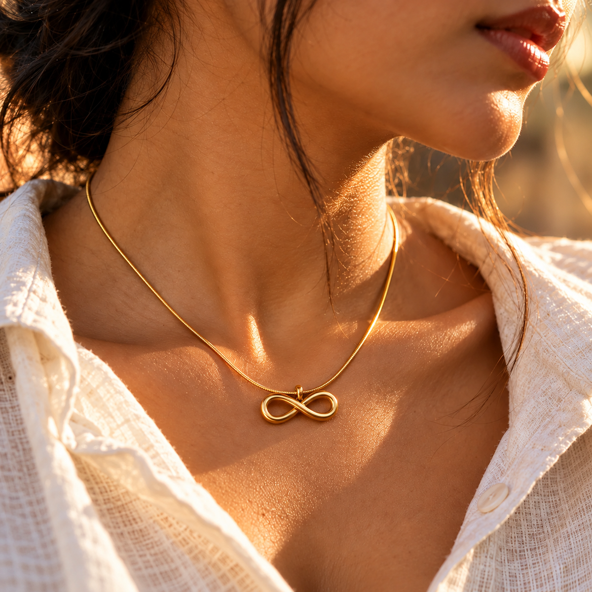 Evera Infinity Gold Plated Pendant Necklace