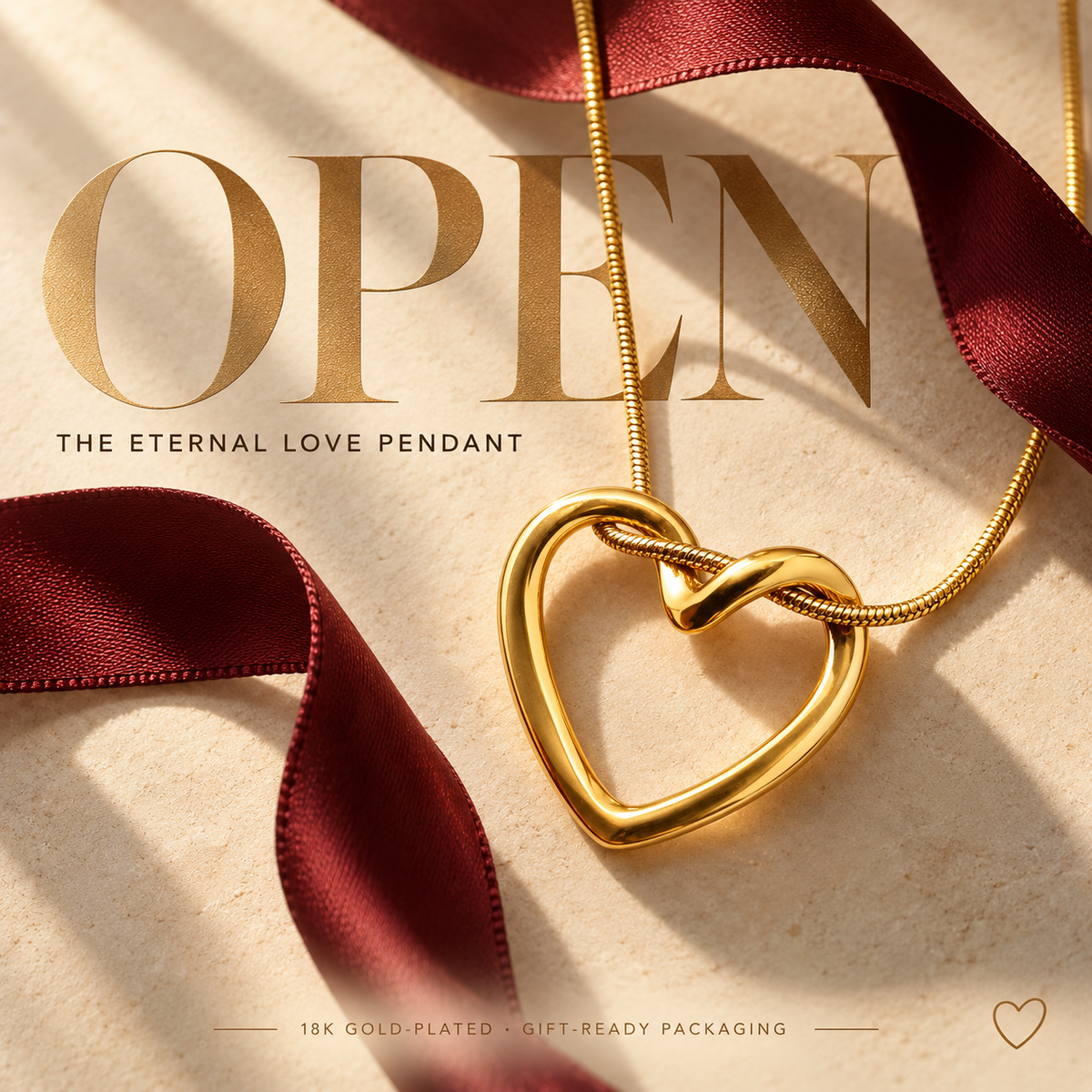 Eternal Love 18K Gold-Plated Open Heart Pendant Necklace