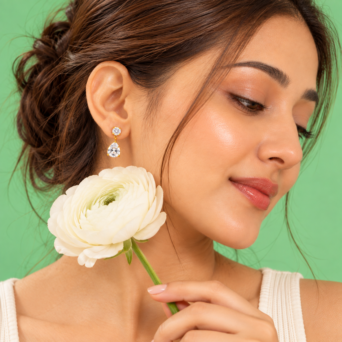 American CZ Teardrop Drop Earrings – 18K Gold Plated