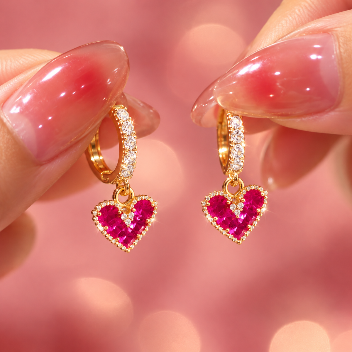 Amora Heart Huggies 18K Gold Plated Earrings
